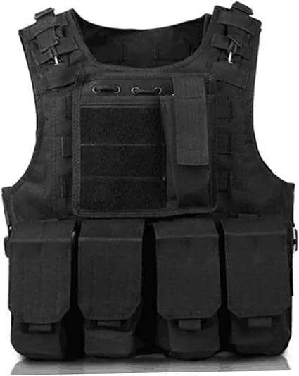 Lightweight Tactical Vest with Multiple Pockets — Black — Tactical Vests & Chest Rigs