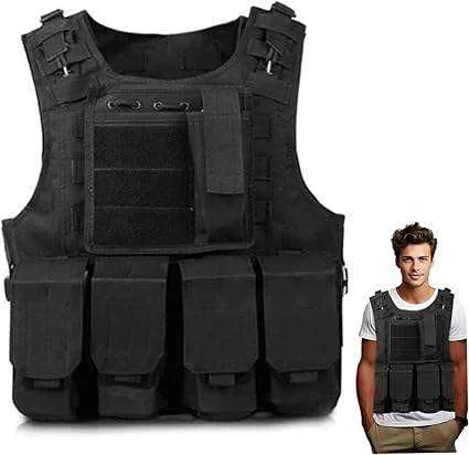 Lightweight Tactical Vest with Multiple Pockets — Black view 2