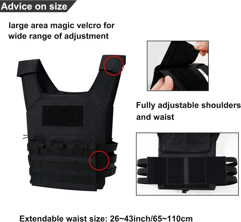 Youth Adjustable Training Tactical Vest — Black view 2