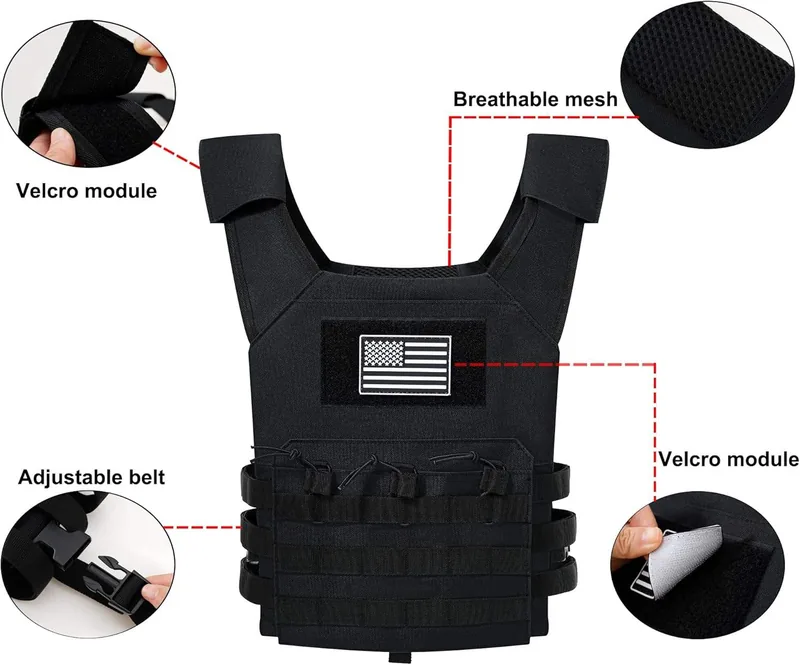 Youth Adjustable Training Tactical Vest — Black view 3