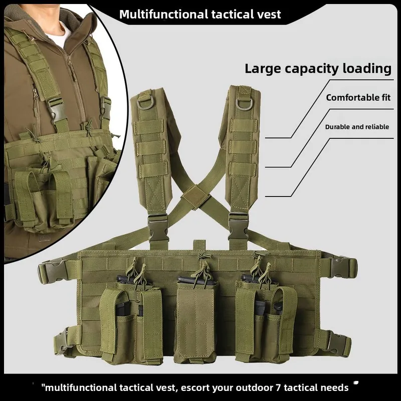 Adjustable X-Harness Chest Vest — Black view 2