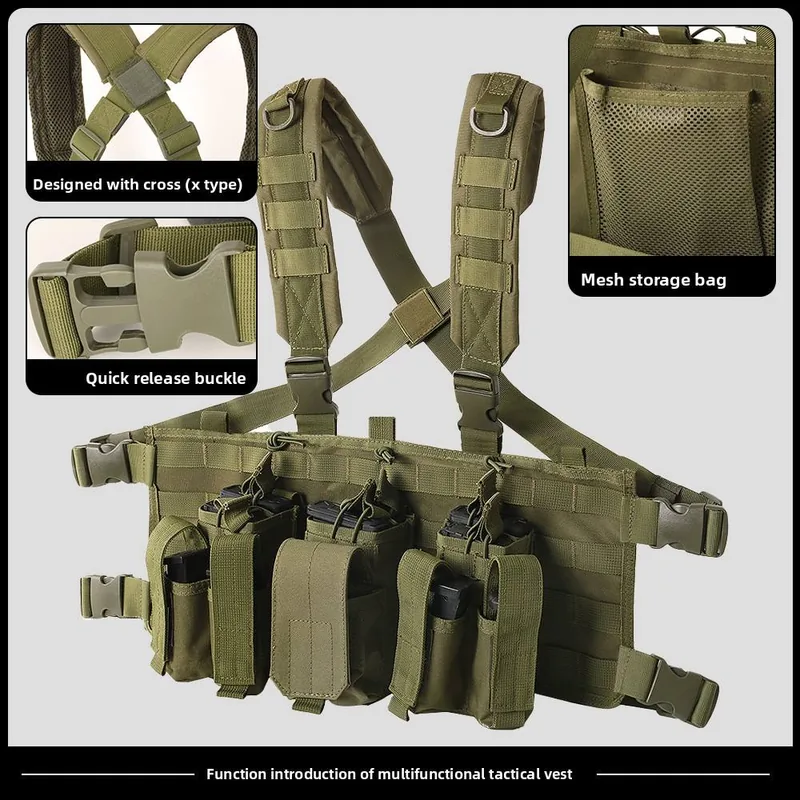 Adjustable X-Harness Chest Vest — Black view 4