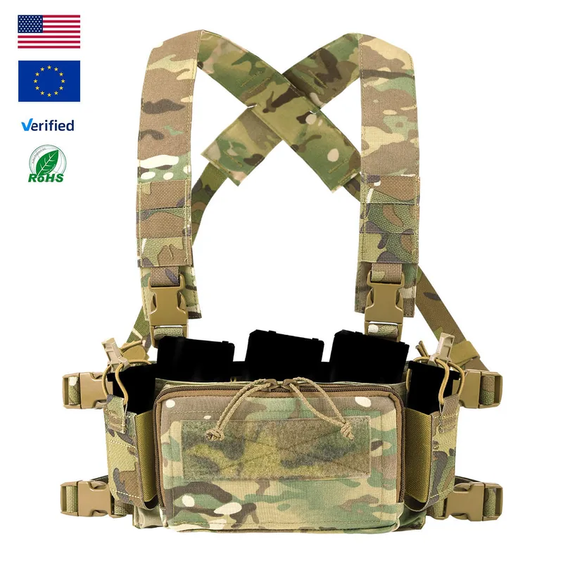Triple Magazine Pouch Chest Rig X-Harness — Black — Tactical Vests & Chest Rigs
