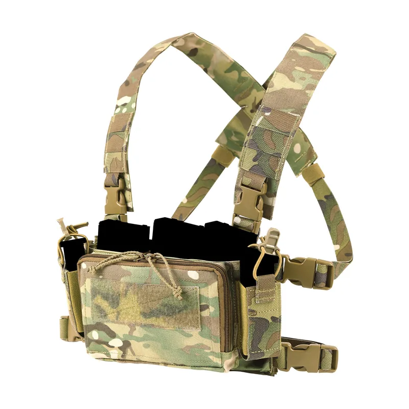Triple Magazine Pouch Chest Rig X-Harness — Black view 2