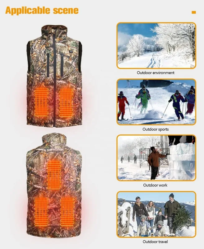 Winter Outdoor Electric Body Warmer Camouflage Heated Vest view 4