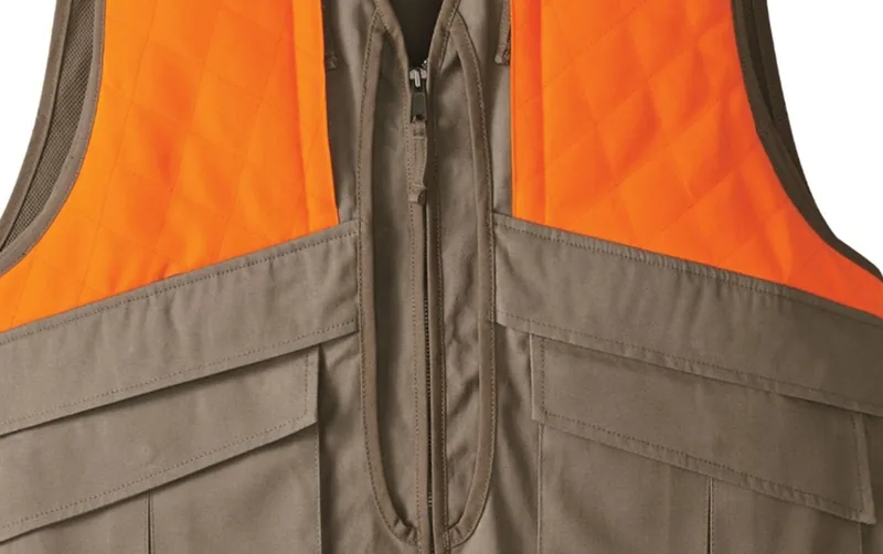 Stain-Repellent Quilted Canvas Shooting Vest Orange Upland Hunting view 4