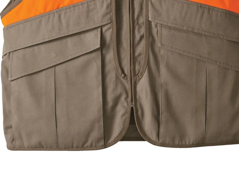 Stain-Repellent Quilted Canvas Shooting Vest Orange Upland Hunting view 5