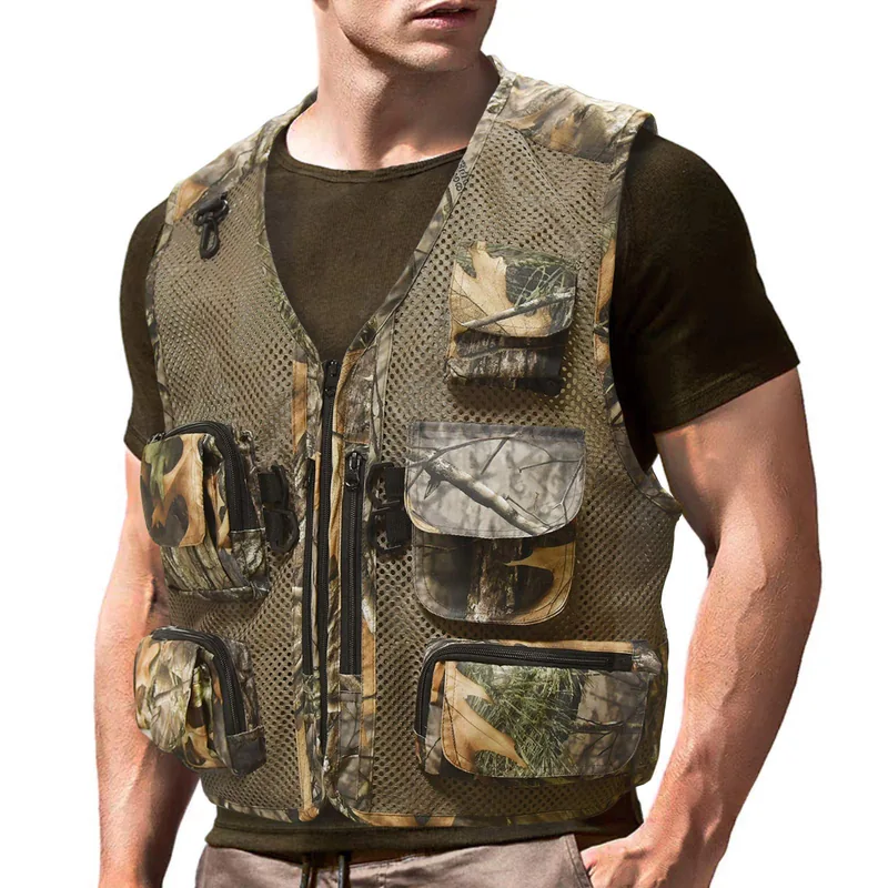 Outdoor Breathable Rip-Stop Camouflage Fly Fishing Vest Multi-Pocket view 3