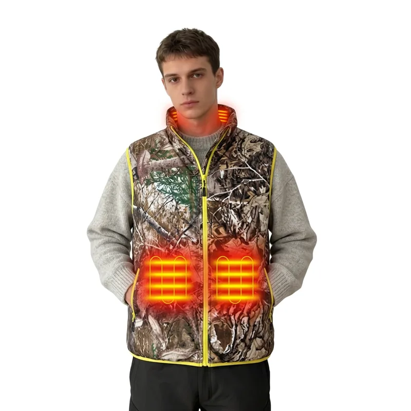Mens Lightweight Realtree Camo Battery-Heated Fleece Vest view 3