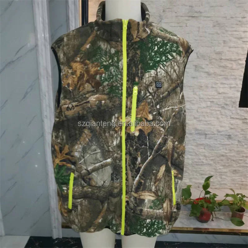 Mens Lightweight Realtree Camo Battery-Heated Fleece Vest view 4