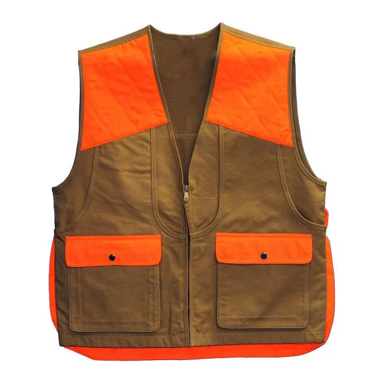 Reversible Polyester Mesh Shell Hunting Vest Digital Plaid Orange view 5