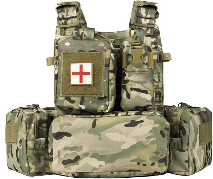 Green Camo Tactical MOLLE Vest — Camo view 2