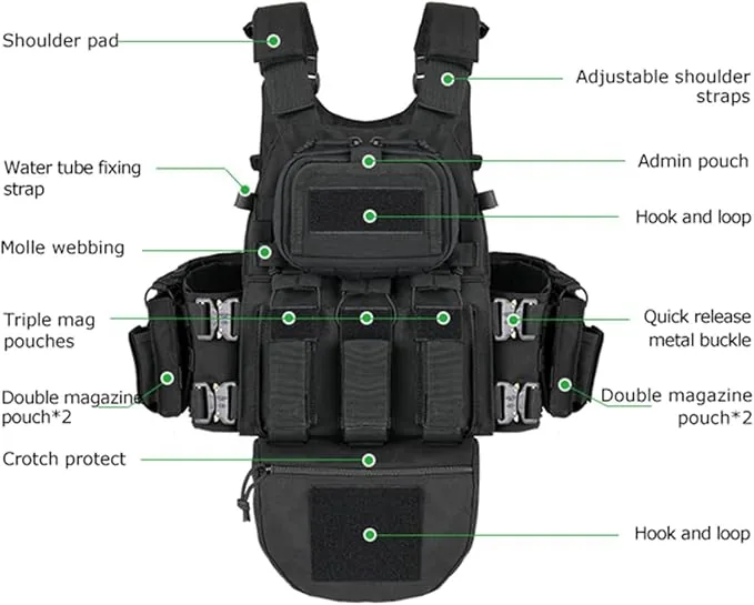 Green Camo Tactical MOLLE Vest — Camo view 5