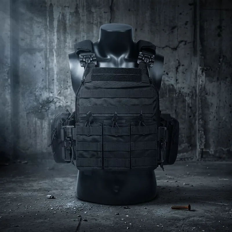 Outdoor Plate Carrier Tactical Vest — Black — Tactical Vests & Chest Rigs