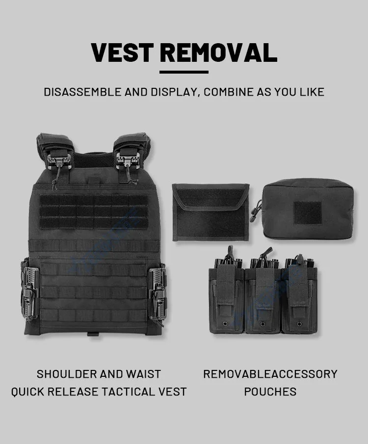Custom Label MOLLE Plate Carrier Vest — Black view 2