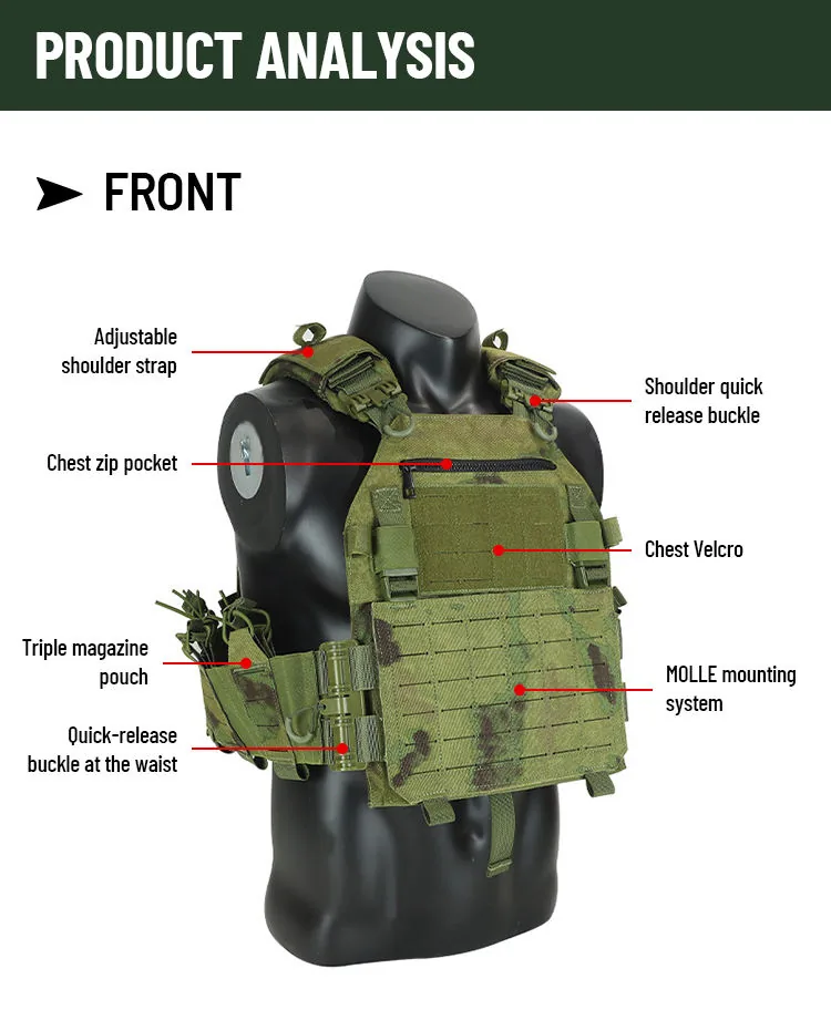 Laser Cut MOLLE Mag Pouch Vest — Black view 2