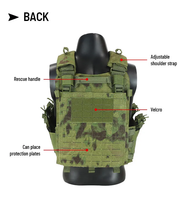 Laser Cut MOLLE Mag Pouch Vest — Black view 3