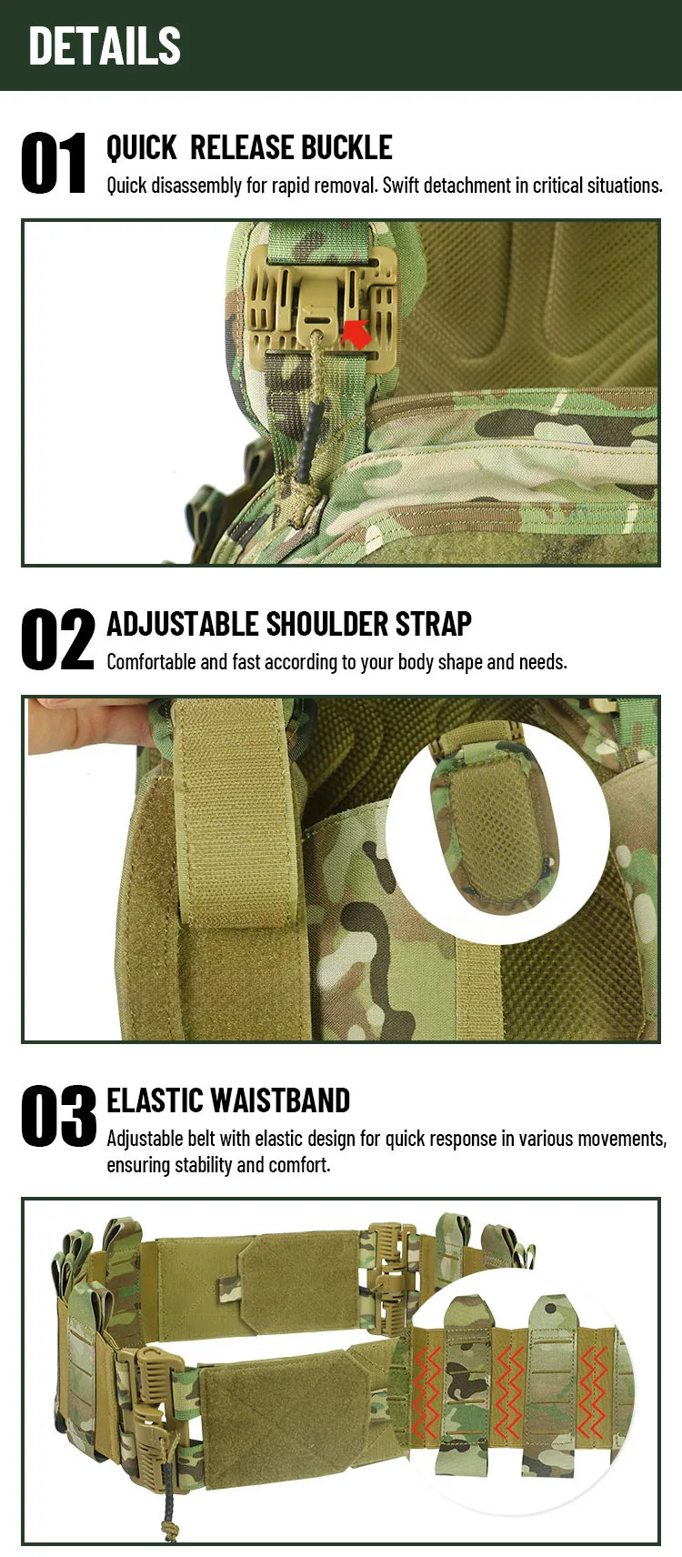 Multifunctional Quick Detach Field Vest — Black view 6